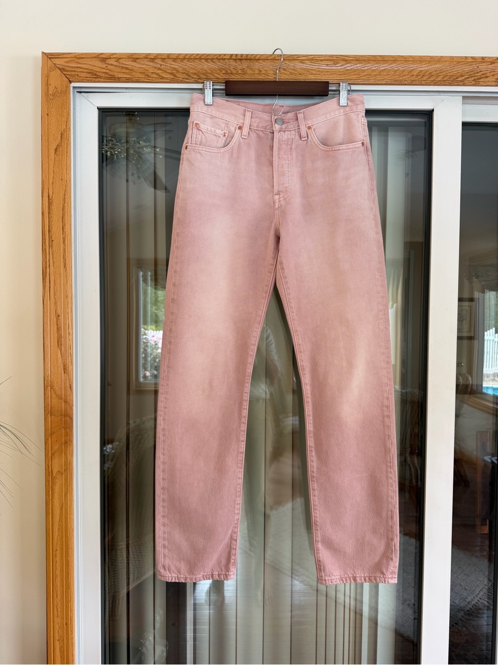 Levi's Women's 501 Straight-Leg Jeans in Soft Pink Mauve Wash